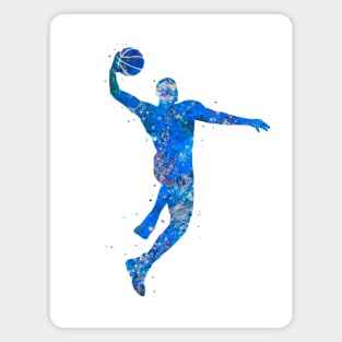 Basketball player jump blue watercolor Magnet